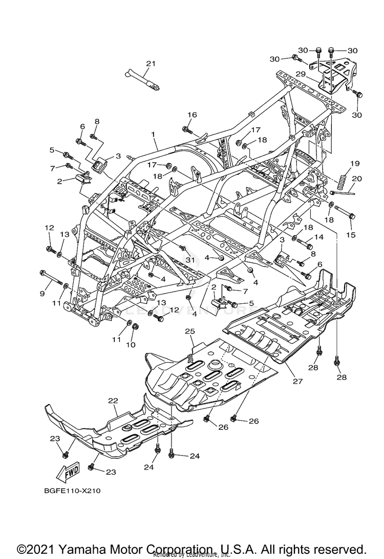 Frame KODIAK 700 EPS - YFM70KPANG - 2022 Schematic