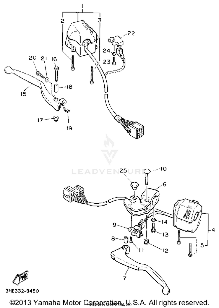 Handle Switch Lever FZR600RAC - 1990 Schematic