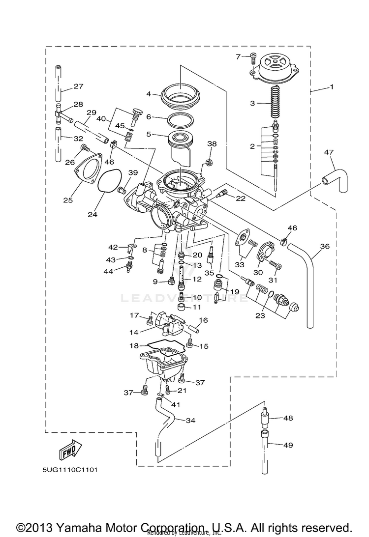 Carburetor RHINO 660 (Pastel Deep Green) - YXR66FAS - 2004 Schematic