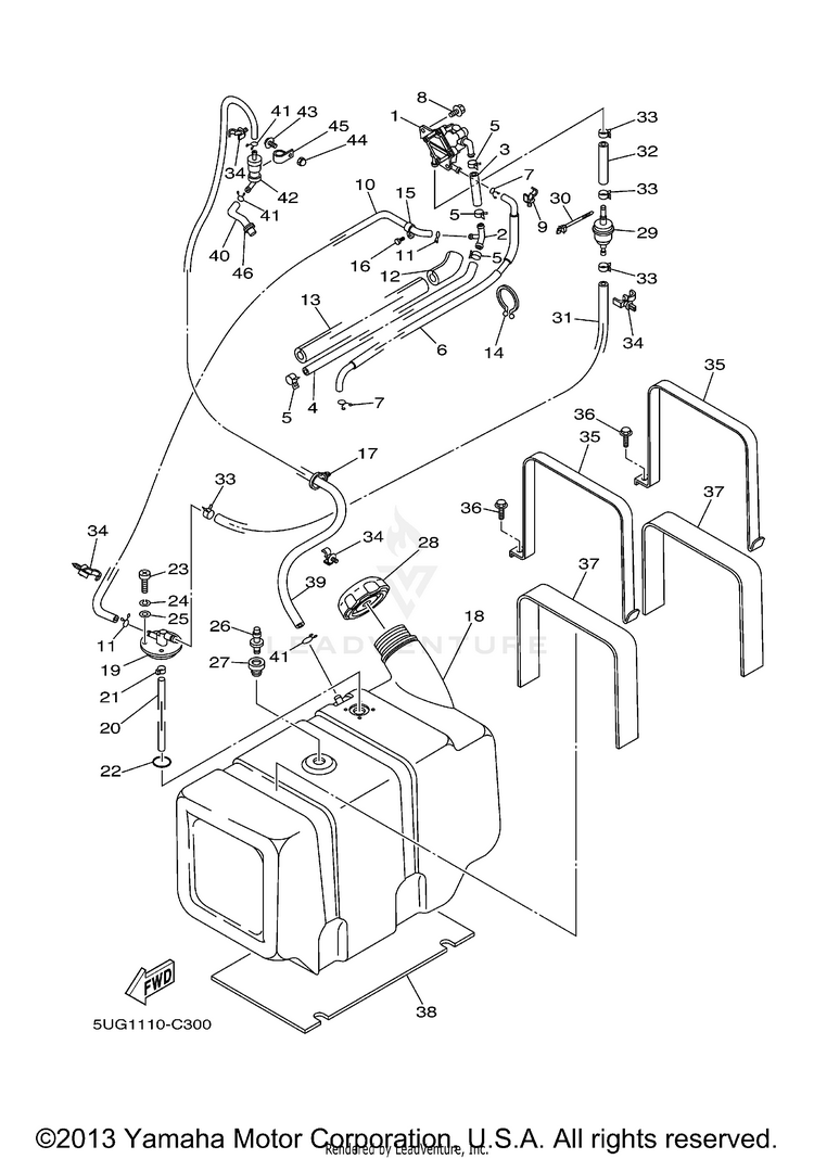 Fuel Tank RHINO 660 (Pastel Deep Green) - YXR66FAS - 2004 Schematic