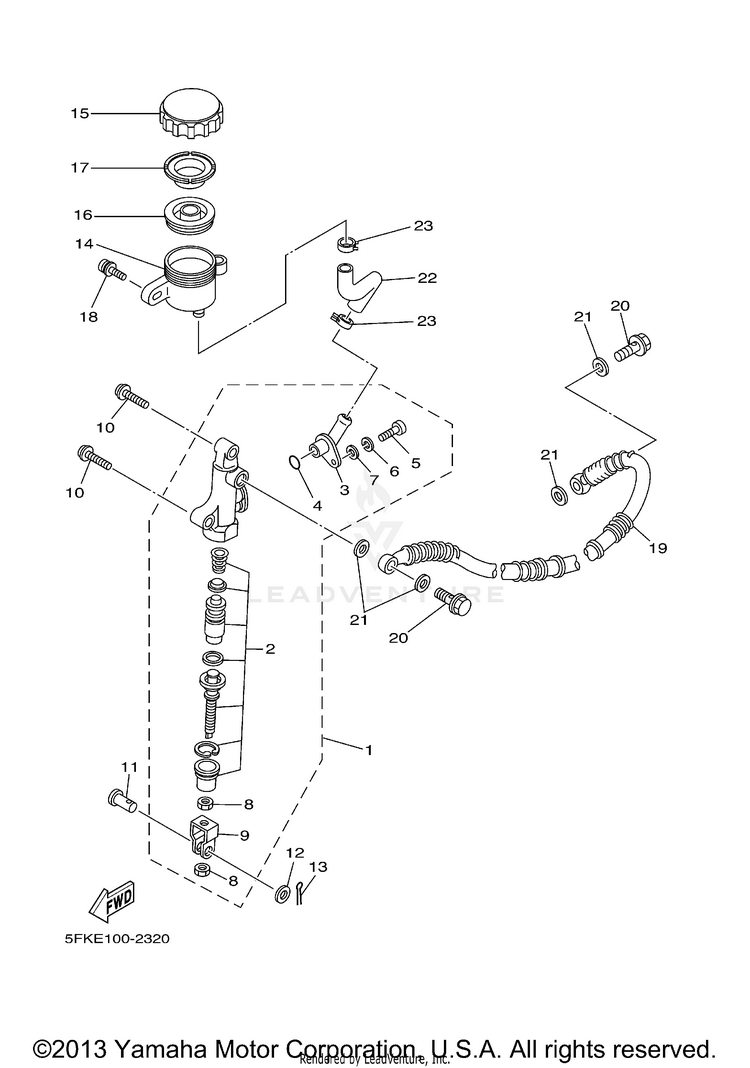 Rear Master Cylinder BANSHEE - YFZ350R - 2003 Schematic