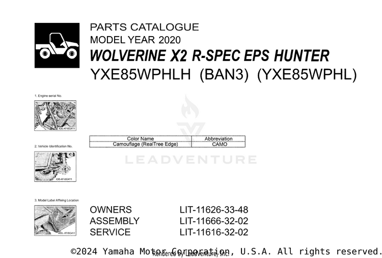 1 Title Page WOLVERINE X2 R-SPEC - YXE85WPHLH - 2020 Schematic