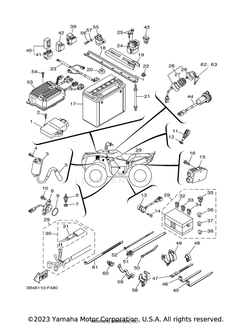 Electrical 1 GRIZZLY 700  DUCKS - YFM7FGPDUW - 2007 Schematic