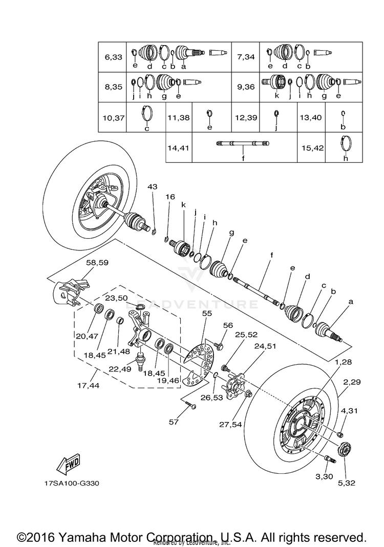 Front Wheel GRIZZLY 450 EPS 4WD - YFM45FGPBL - 2012 Schematic