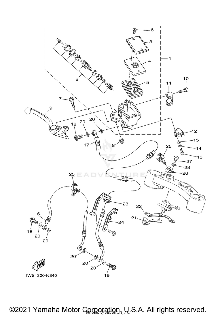Front Master Cylinder FZ07 - FZ07FCGY - 2015 Schematic