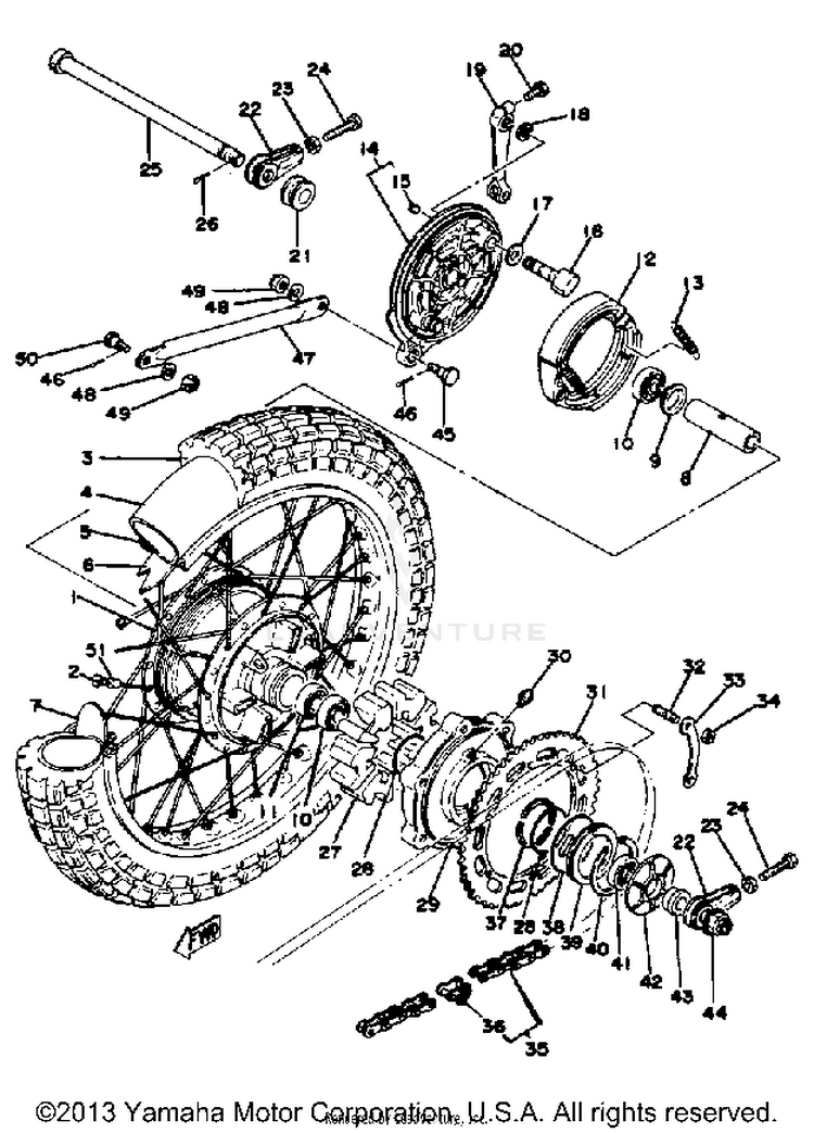 Rear Wheel XT500E_205 - 1978 Schematic