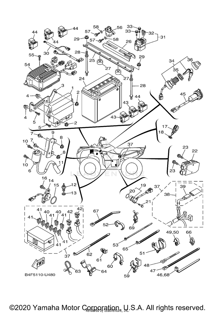 Electrical 1 GRIZZLY EPS 4WD SE - YFM70GPSKB - 2019 Schematic