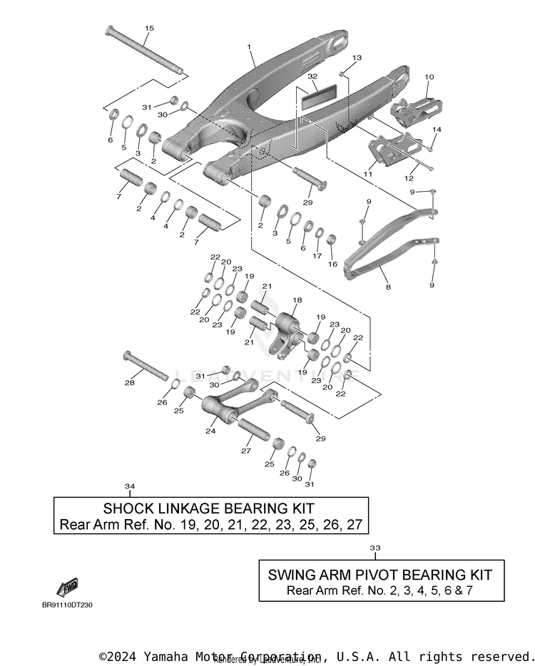 Rear Arm YZ250F - YZ250FLGY - 2020 Schematic