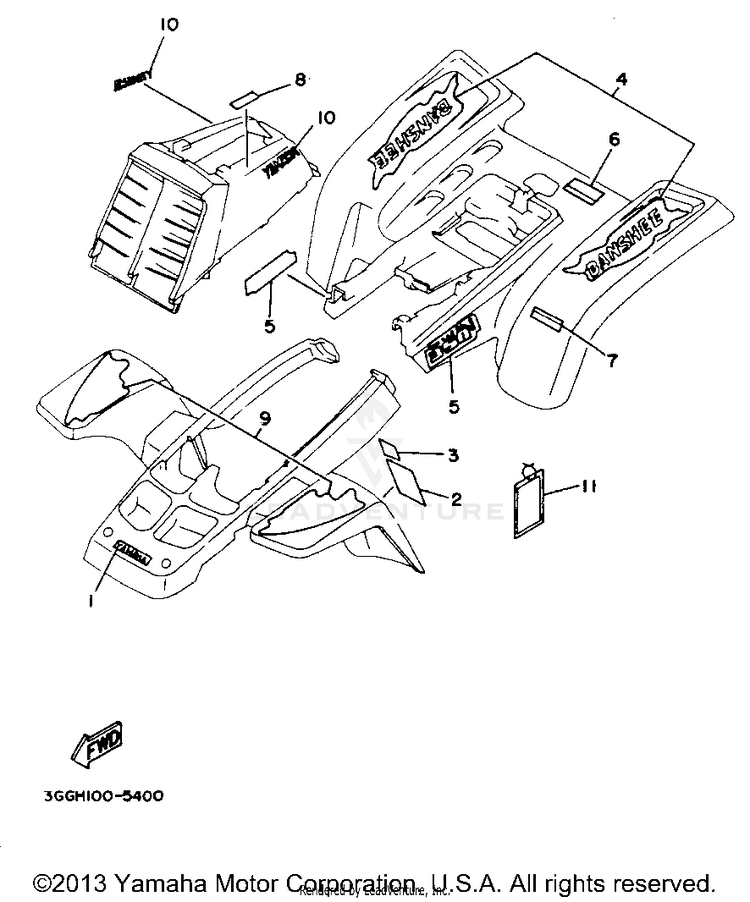 Emblem Label BANSHEE - YFZ350G_MN - 1995 Schematic