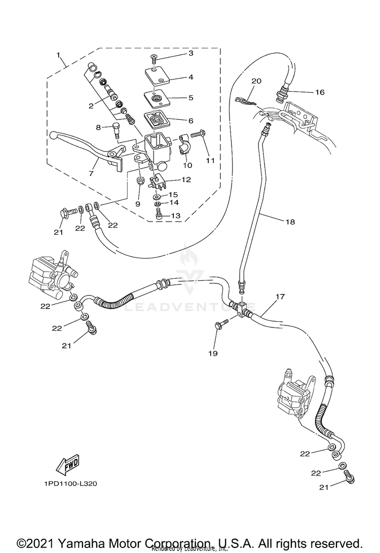 Front Master Cylinder YFZ450 - YFZ45BB - 2012 Schematic