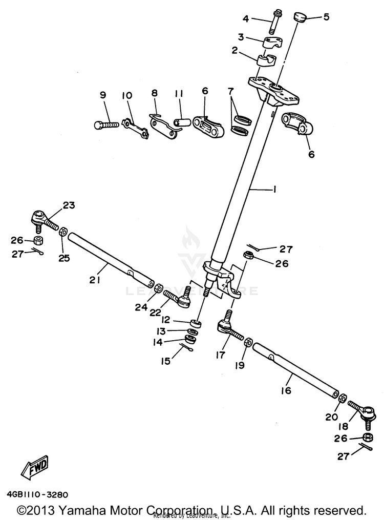 Steering KODIAK 4WD - YFM400FWG - 1995 Schematic