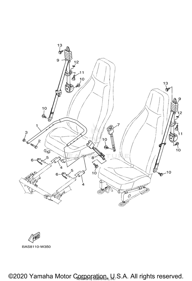 Seat 2 YXZ1000R SS SE CAL - YXZ10YCCMW - 2021 Schematic