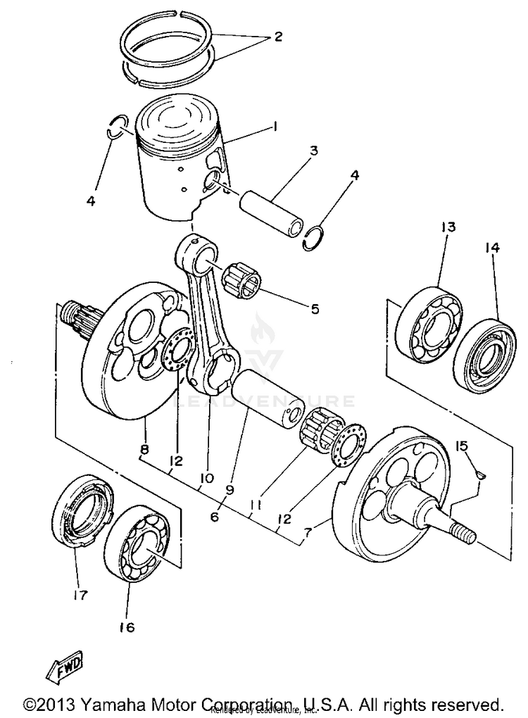 Crankshaft - Piston YZ250E1 - 1993 Schematic