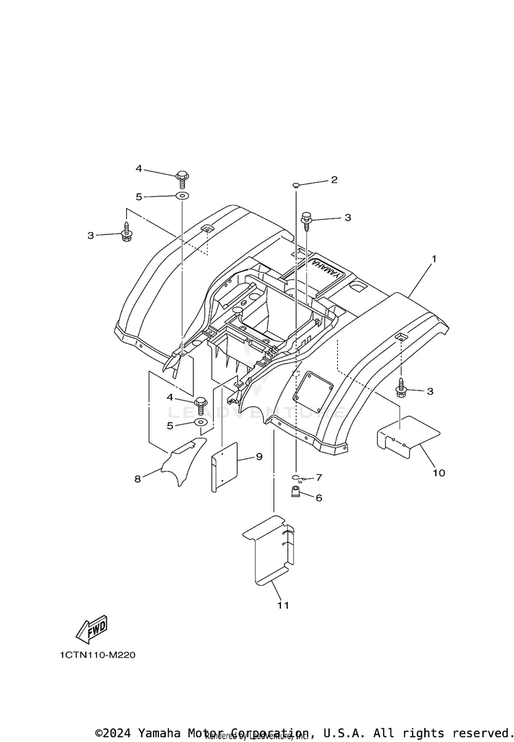 Rear Fender GRIZZLEY 450 HUNTING - YFM450DAEH - 2014 Schematic