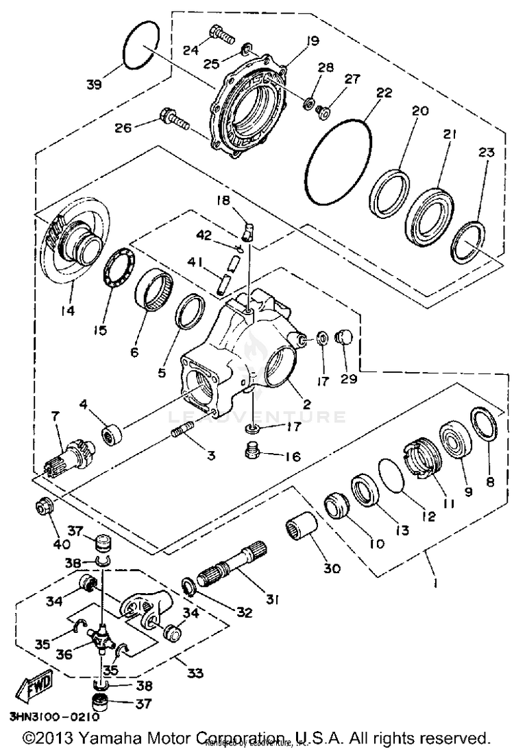 Drive Shaft BIG BEAR 4WD - YFM350FWB - 1991 Schematic