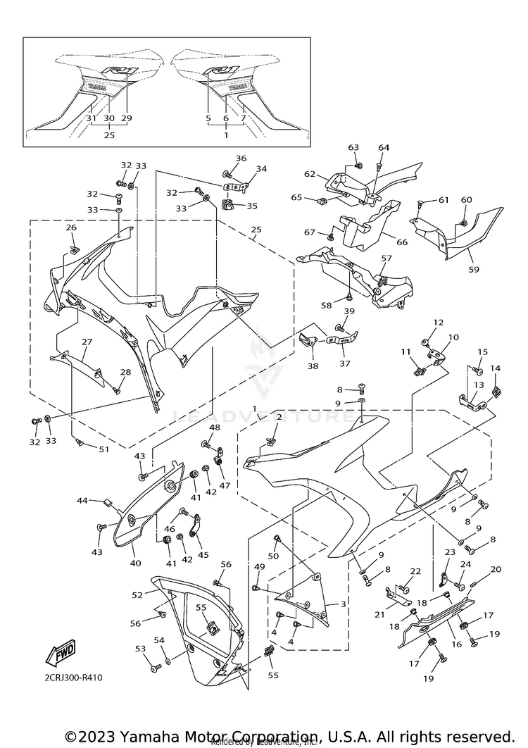 Cowling 2 YZFR1 60TH ANNIVERSA - YZFR1GCY - 2016 Schematic