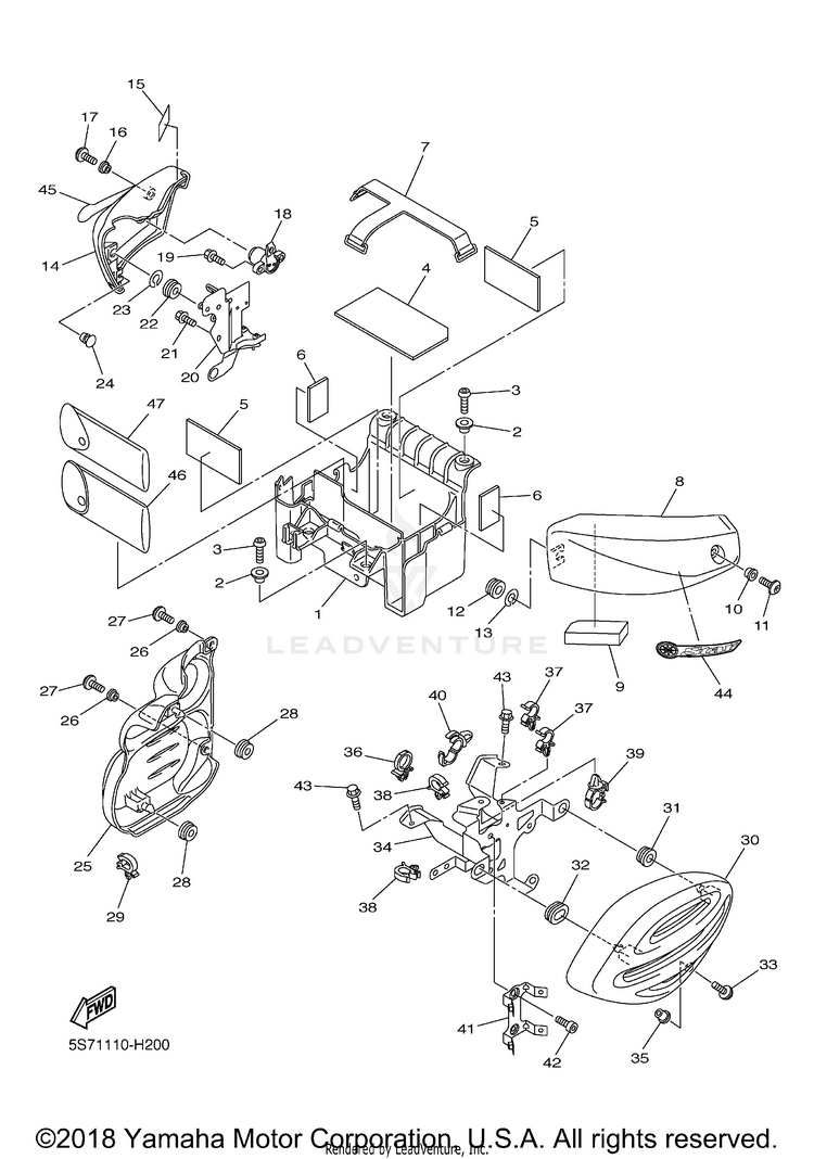 Side Cover V STAR 950 TOURER - XVS95CTACB - 2011 Schematic