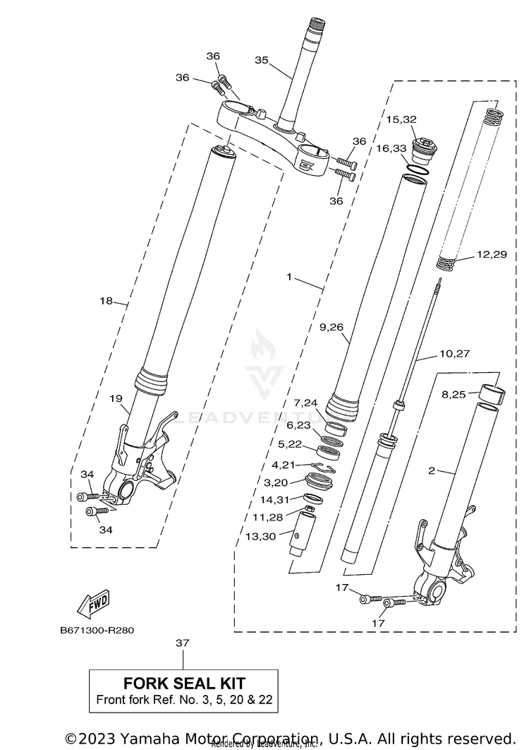 Front Fork FZ10 - FZ10HCB - 2017 Schematic