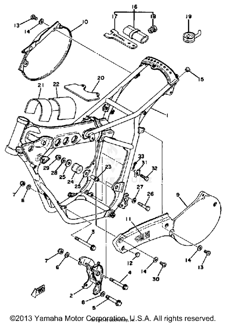 Frame - Side Cover Yz125f Schematic