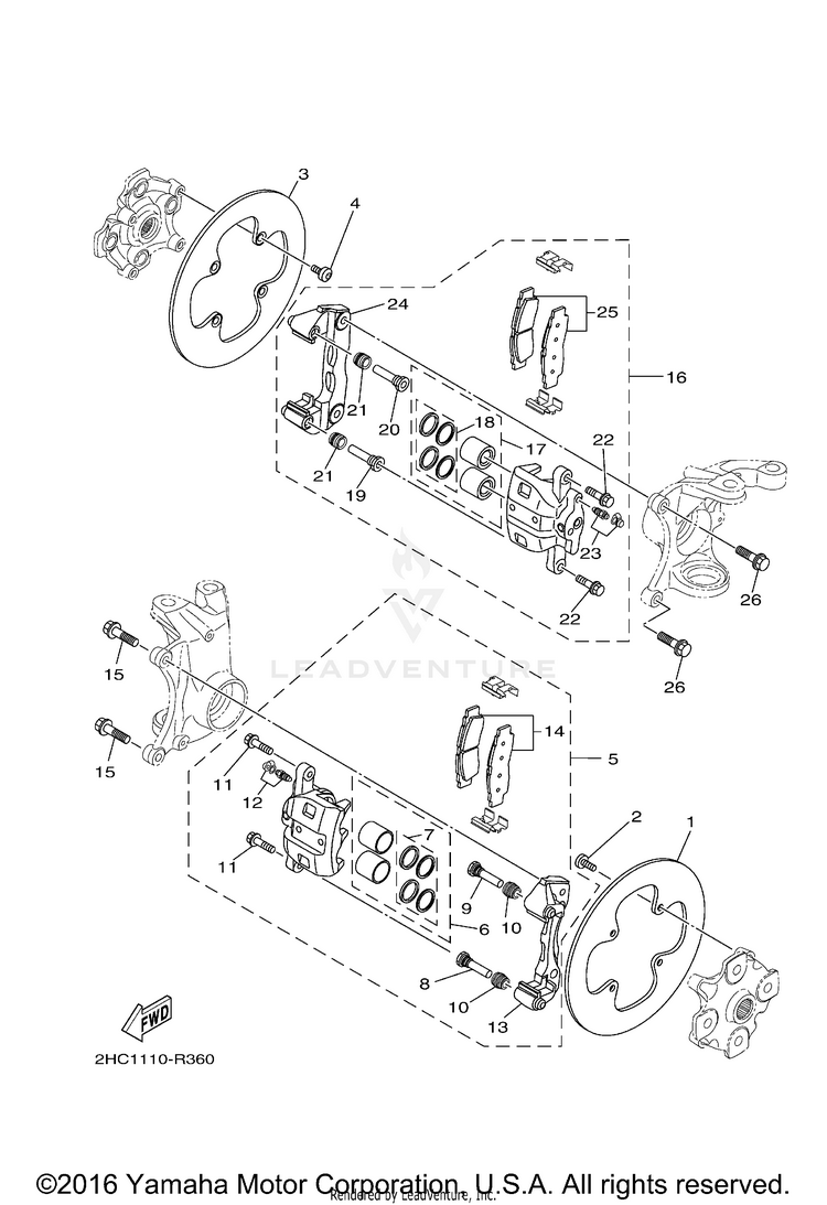 Front Brake Caliper YXZ1000R EPS - YXZ10YMXHO - 2017 Schematic