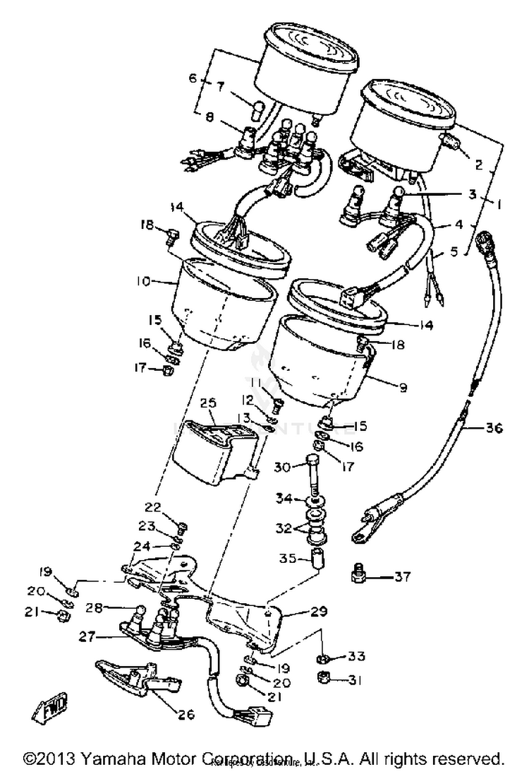 Speedometer Tachometer XS1100SH - 1981 Schematic