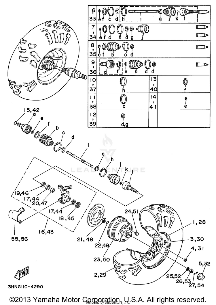 Front Wheel BIG BEAR 4WD - YFM350FWH - 1996 Schematic