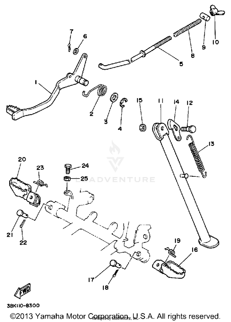 Stand - Footrest DT50L - 1988 Schematic