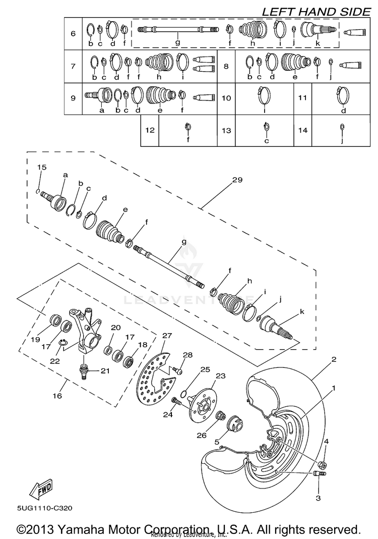 Front Wheel Left RHINO 660 (Pastel Deep Green) - YXR66FAS - 2004 Schematic