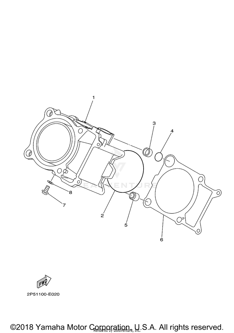 Cylinder RHINO 450 - YXR45FYGR - 2009 Schematic