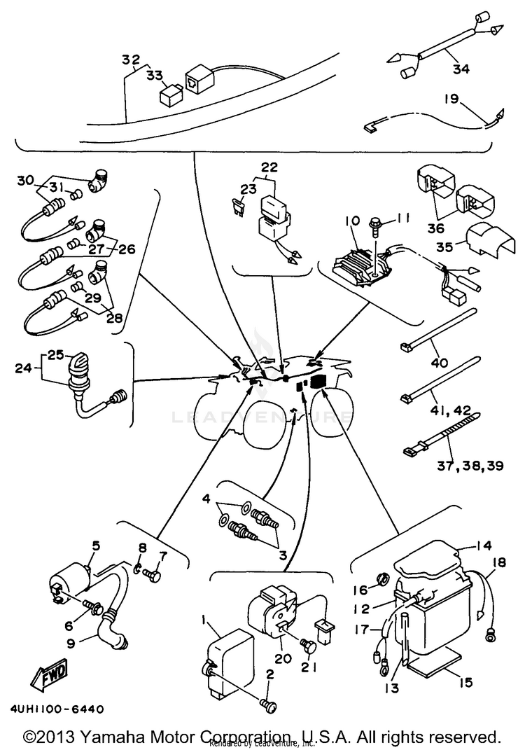 Electrical BIG BEAR 2WD - YFM350UH - 1996 Schematic