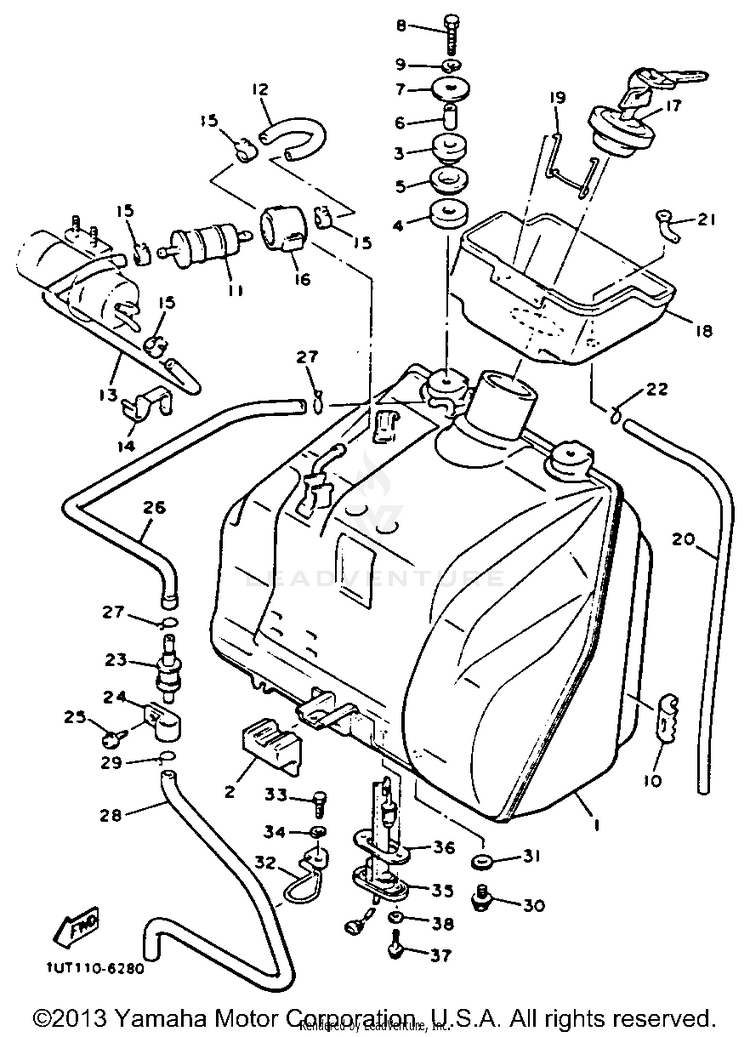 Fuel Tank Non California Model Schematic