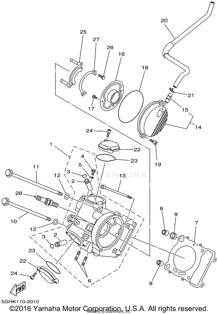 Cylinder Head KODIAK 4WD - YFM400FAP - 2002 Schematic