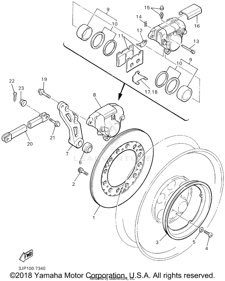 Rear Brake V-MAX - VMX1200PC - 2002 Schematic