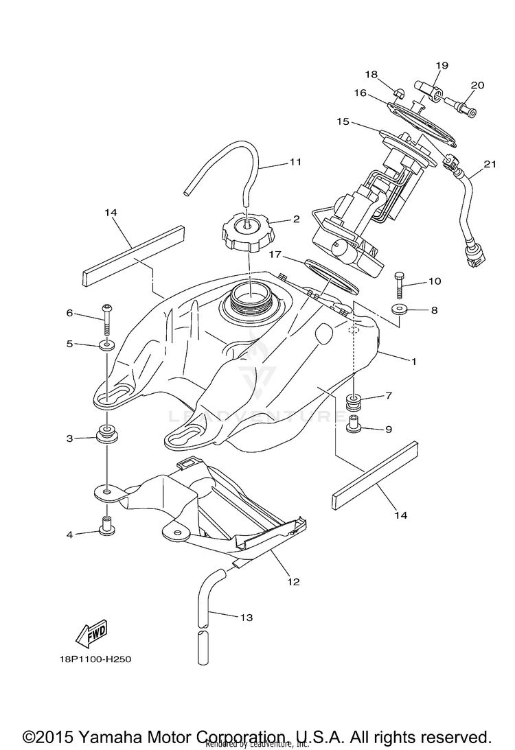Fuel Tank YFZ450R - YFZ45RDL - 2013 Schematic