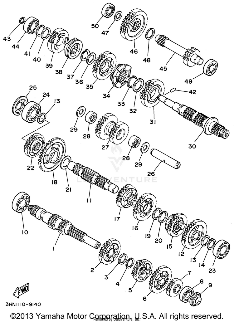 Transmission KODIAK 4WD - YFM400FWG - 1995 Schematic
