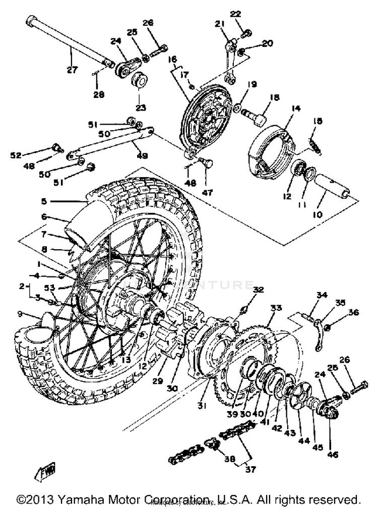 Rear Wheel XT500E - 1978 Schematic
