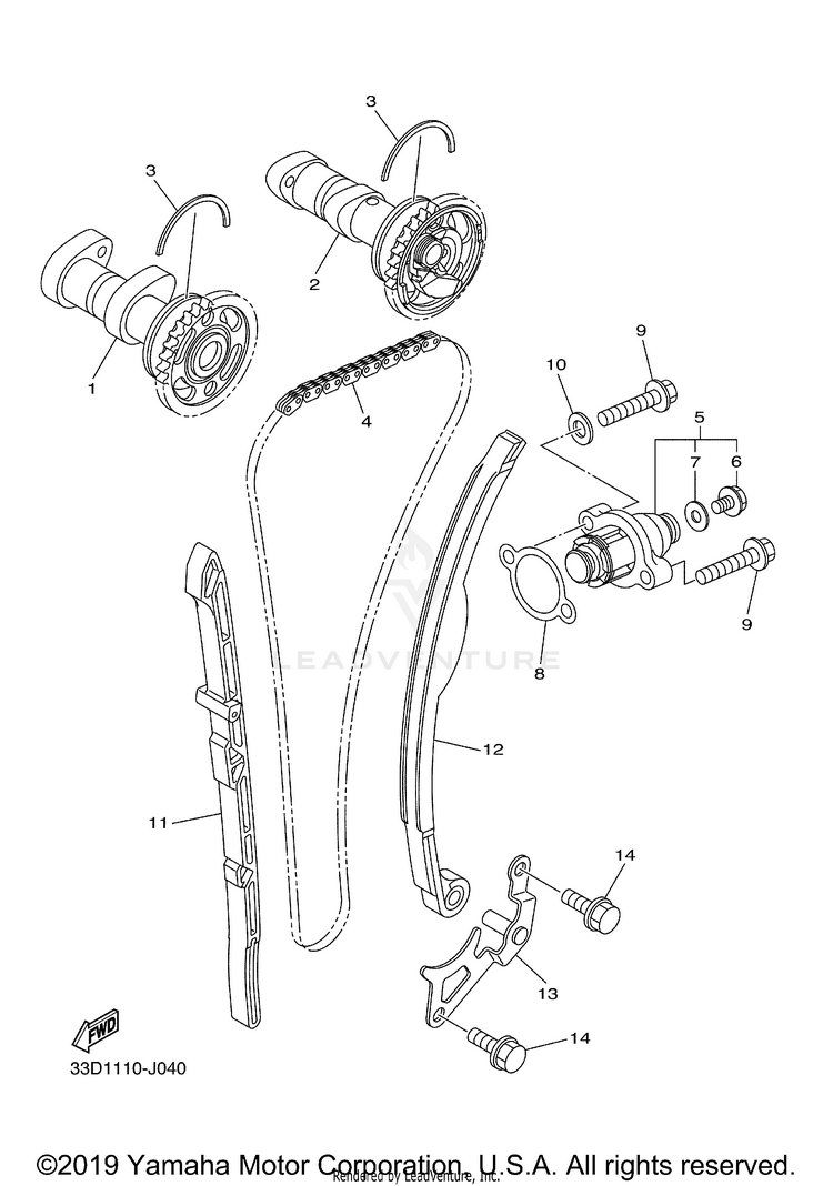 Camshaft Chain YZ450FB - YZ450FBL - 2012 Schematic
