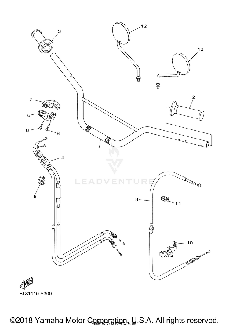 Steering Handle Cable SR950 - SCR95HCGY - 2017 Schematic