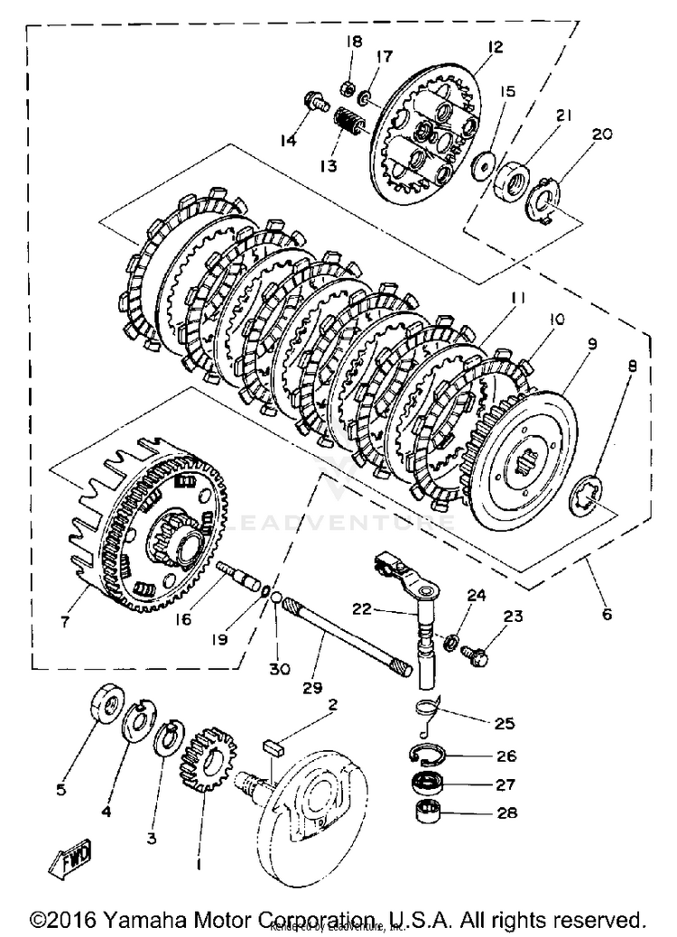 Clutch XT250 - XT250H_198 - 1981 Schematic