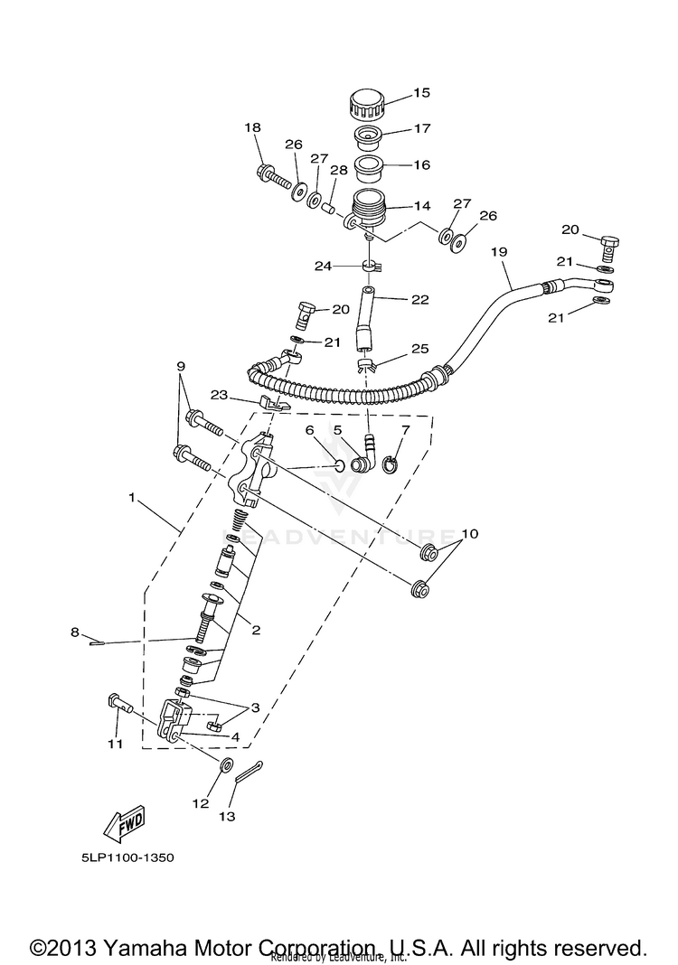 Rear Master Cylinder RAPTOR  660R - YFM660RR - 2003 Schematic