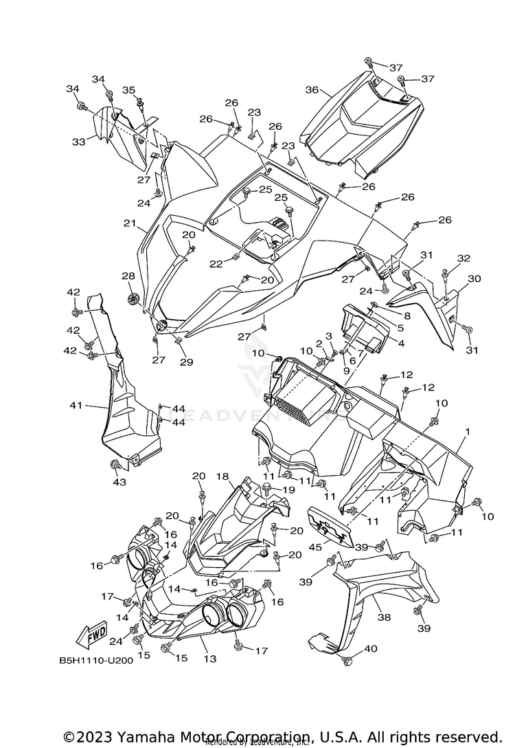 Front Fender YXZ1000R EPS - YXZ10YMXKD - 2019 Schematic