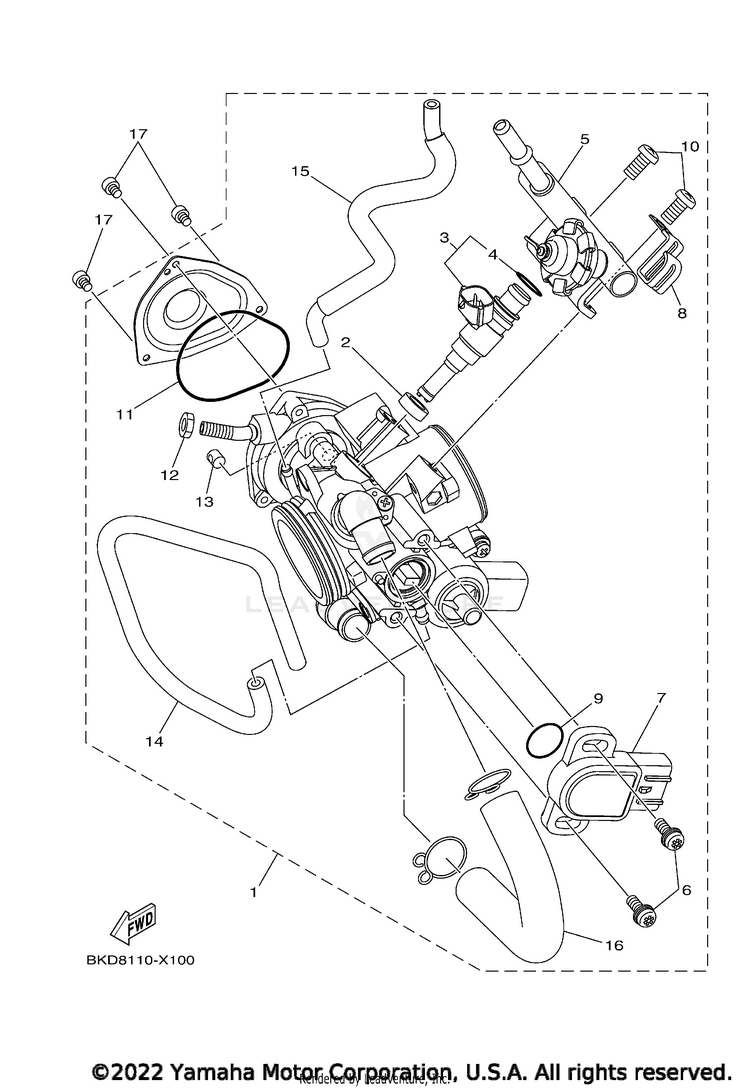 Throttle Body Assy 1 YFZ450R SE - YFZ45YSSNB - 2022 Schematic