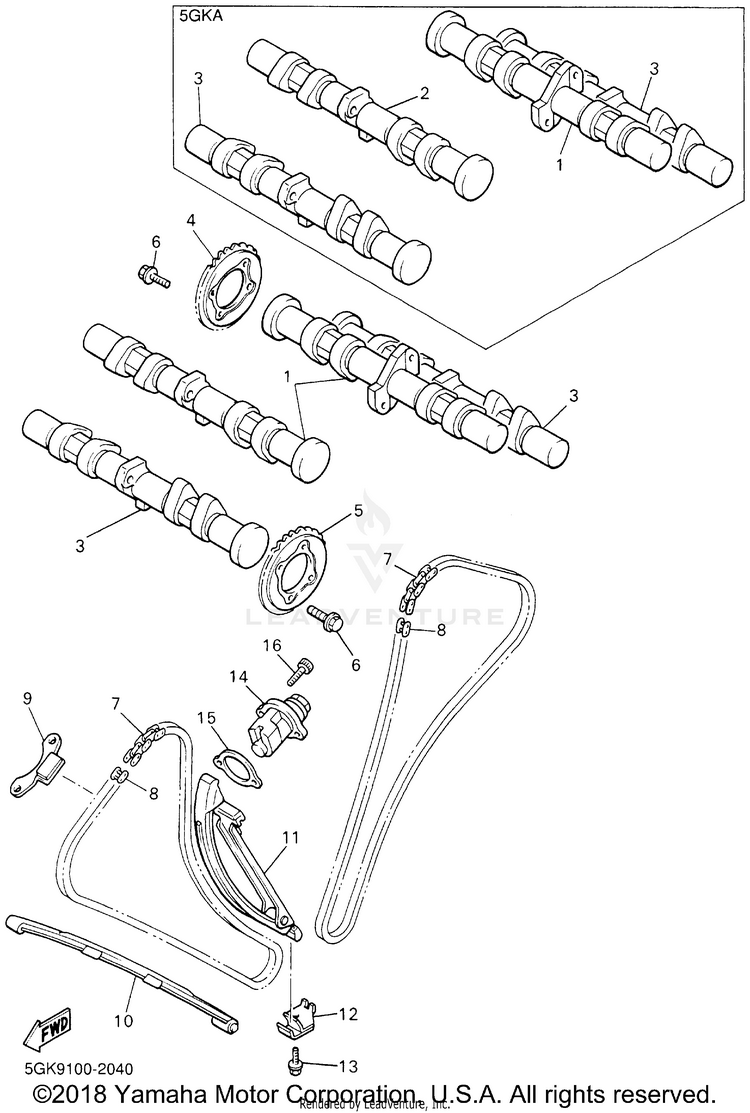Camshaft Chain V-MAX - VMX1200PC - 2002 Schematic