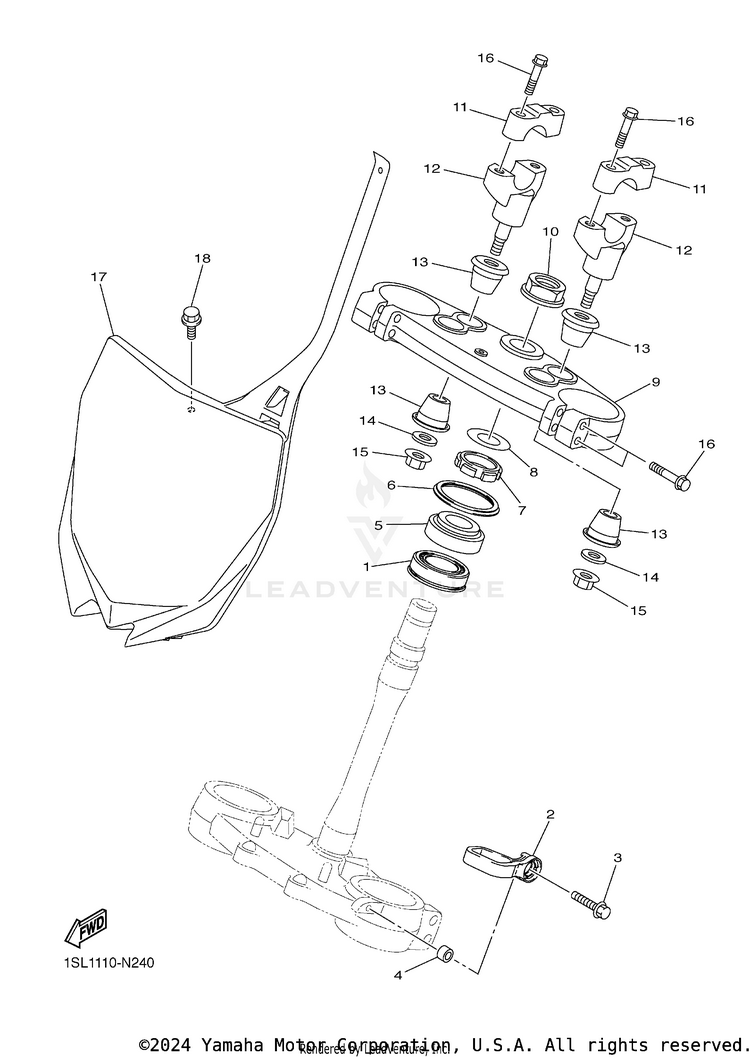 Steering YZ450F - YZ450FFL - 2015 Schematic