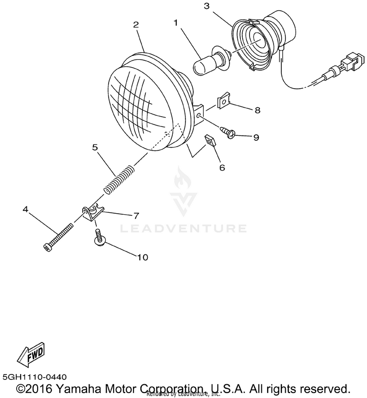 Headlight KODIAK 4WD - YFM400FAP - 2002 Schematic