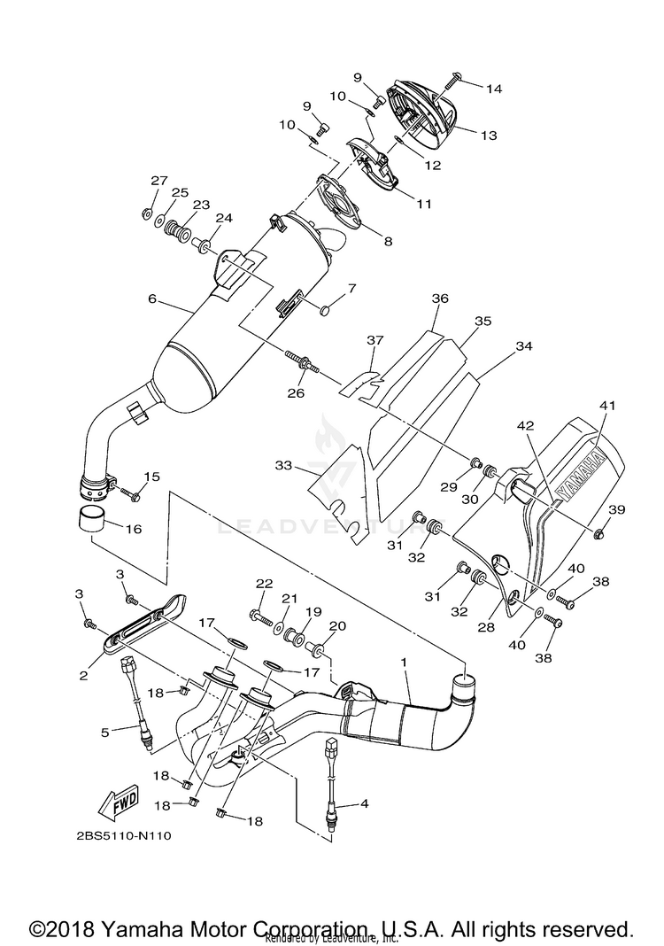 Exhaust SUPER TENERE - XTZ12GCB - 2016 Schematic
