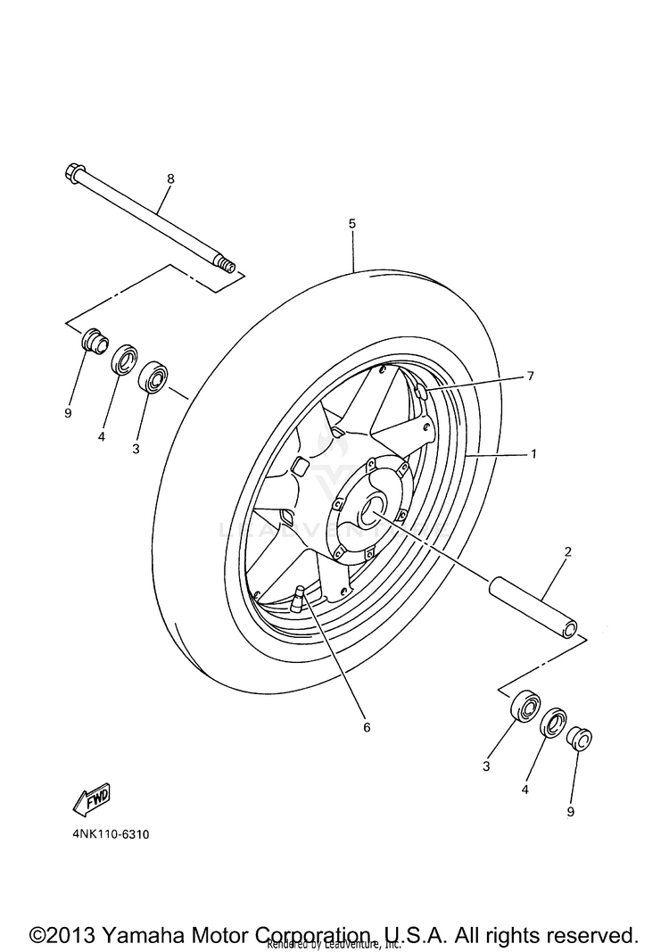 Front Wheel VENTURE MM LIMITED EDITION (CA Ed.) - XVZ13TFSMC - 2000 Schematic