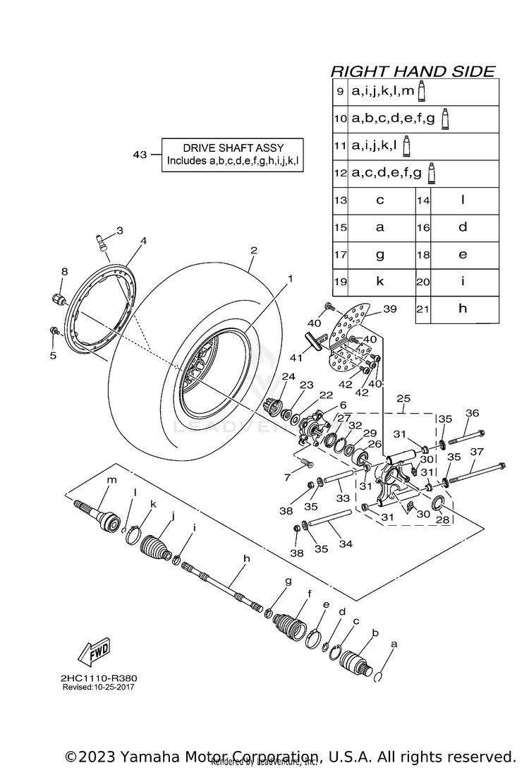 Rear Wheel 2 YXZ1000 EPS SPECIAL - YXZ10YPSGS - 2016 Schematic