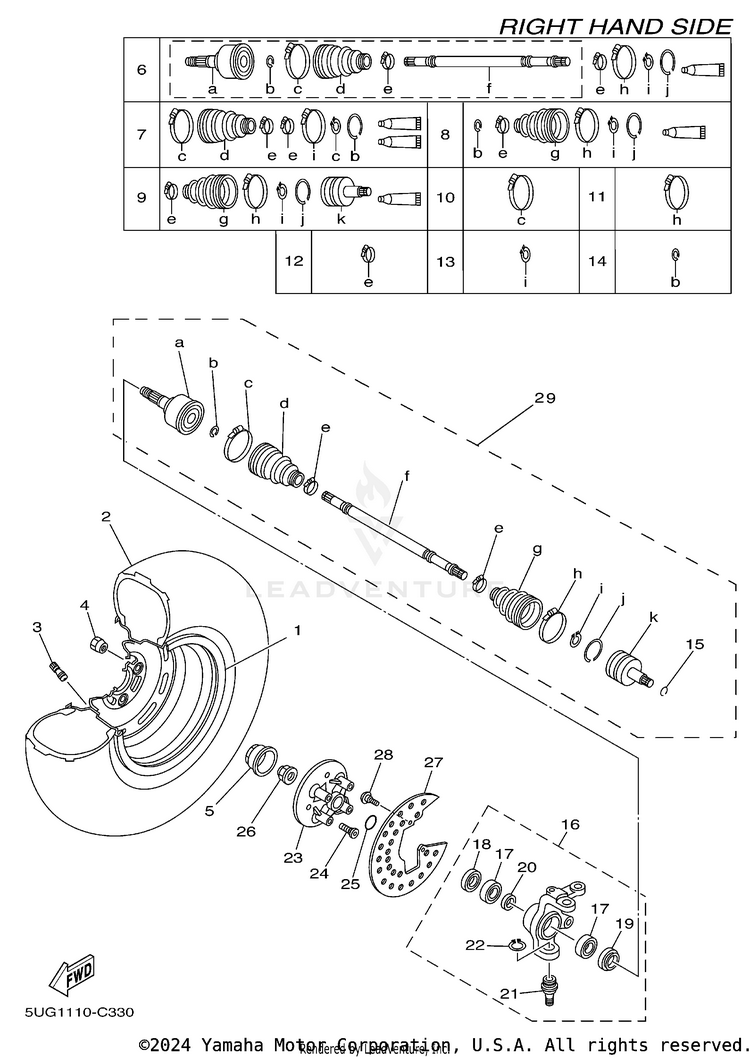 Front Wheel Right RHINO 660 - YXR660FAS - 2004 Schematic