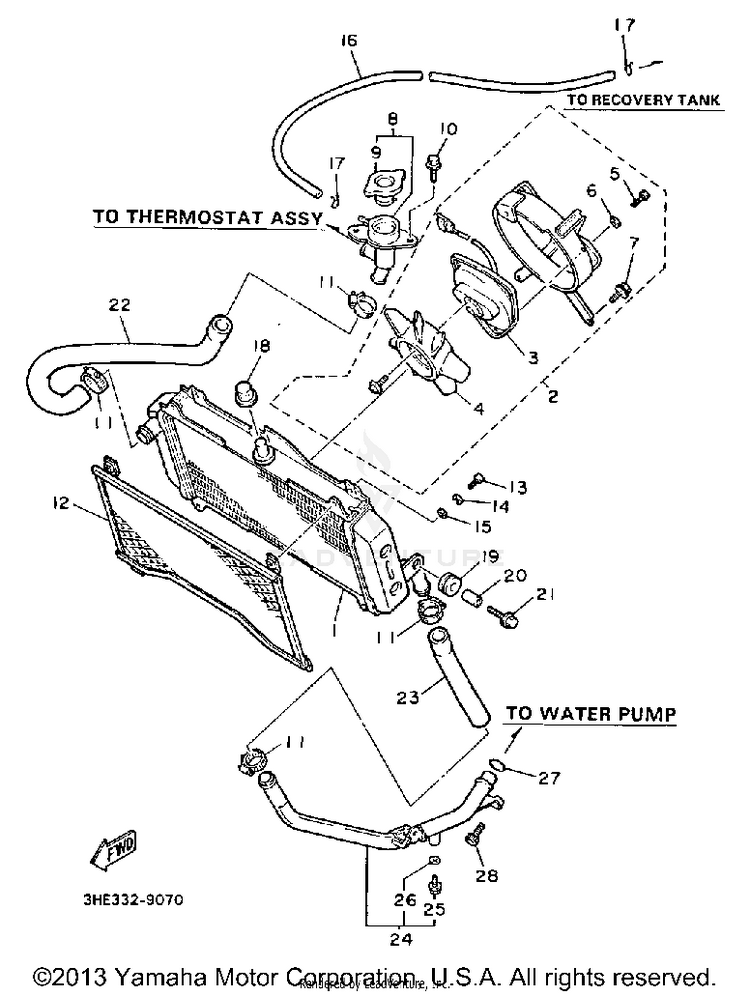 Radiator Hose FZR600AC - 1990 Schematic